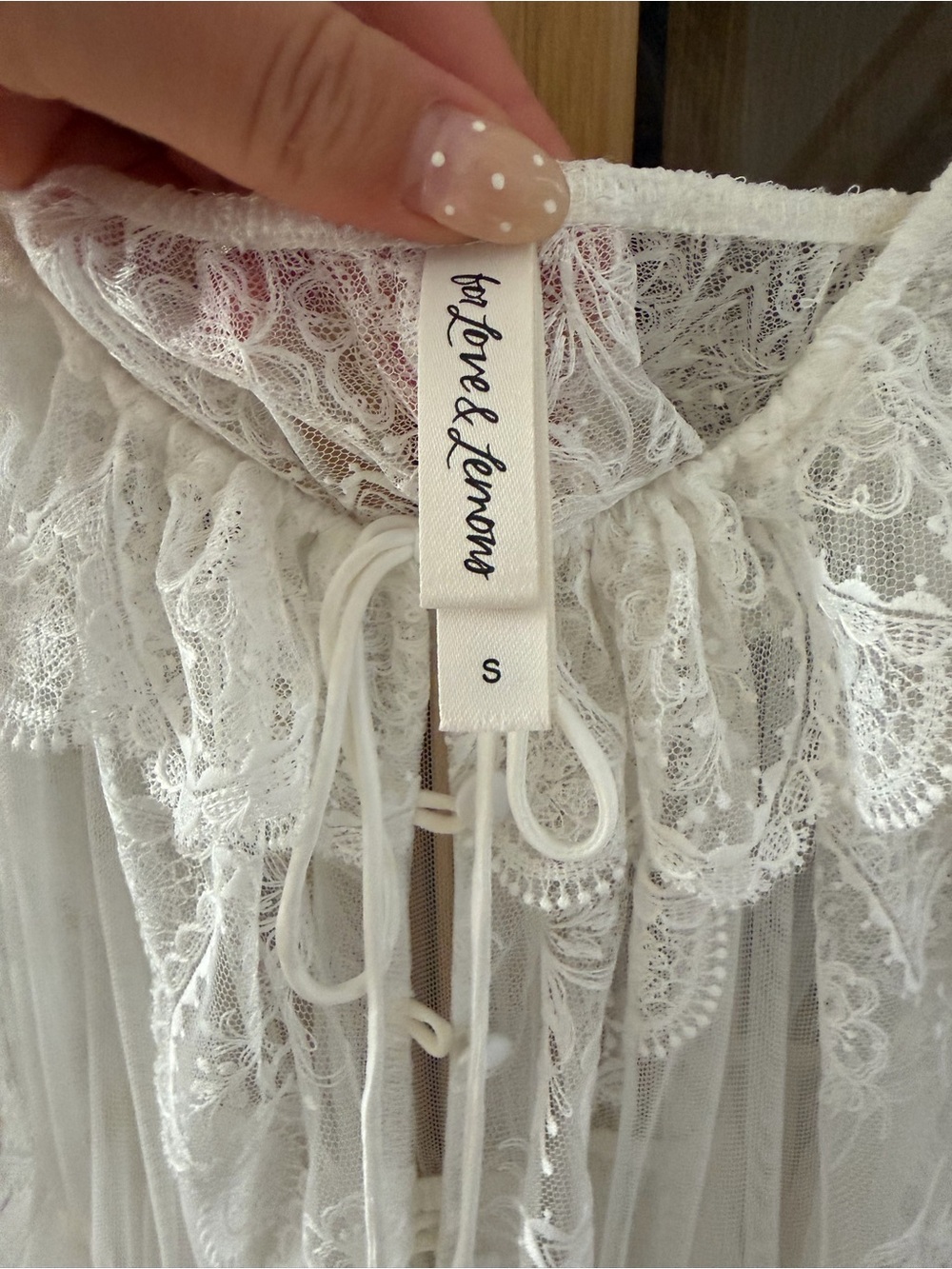 FLL Sheer Lace Tiered Babydoll Robe - White - Picture 4 of 5
